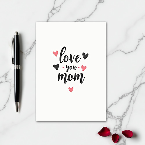 Love You Mom Heart Pattern Card