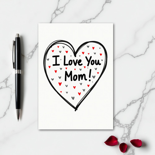 Love You Mom Heartfelt Sketch Card