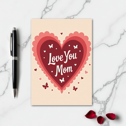 Love You Mom Hearts And Dots Card