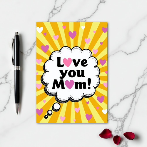 Love You Mom Hearts Art Card