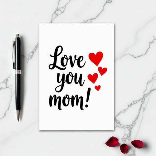 Love You Mom Hearts Graphic Card