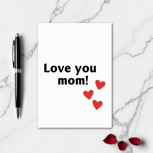Love You Mom Hearts Simple Card