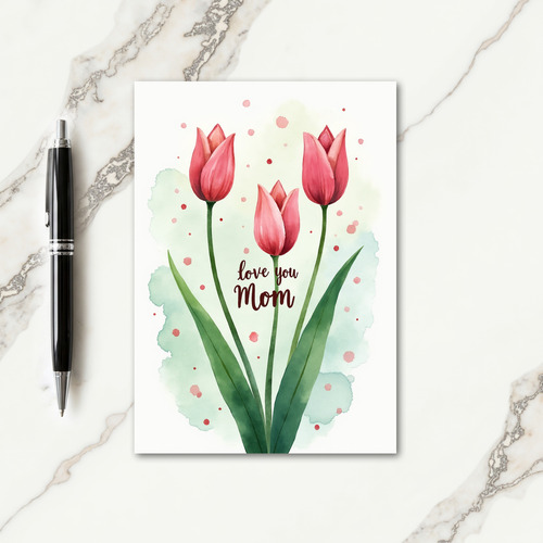 Love You Mom Pink Petals Design Card