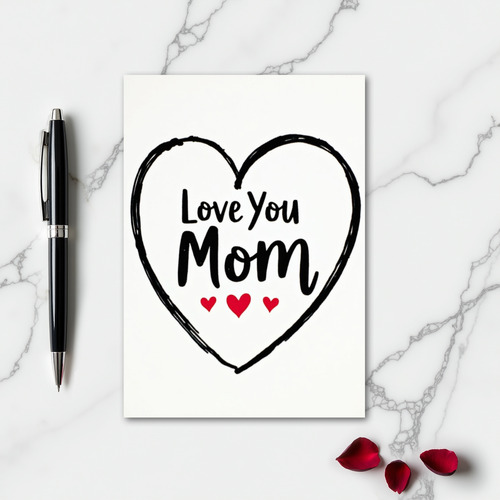 Love You Mom Simple Heart Card