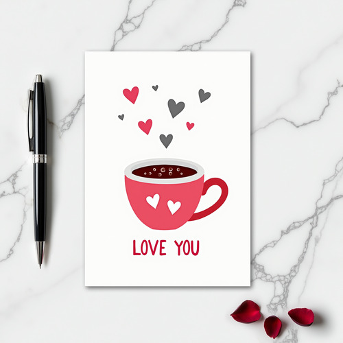 Love You Mug Hearts Modern Card