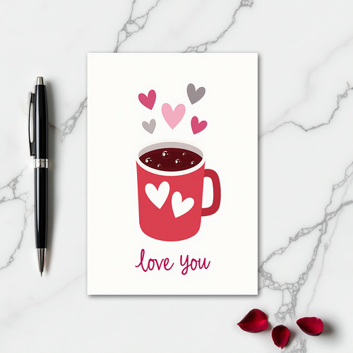 Love You Mug Hearts Sweet Card