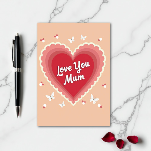 Love You Mum Art Heart Card