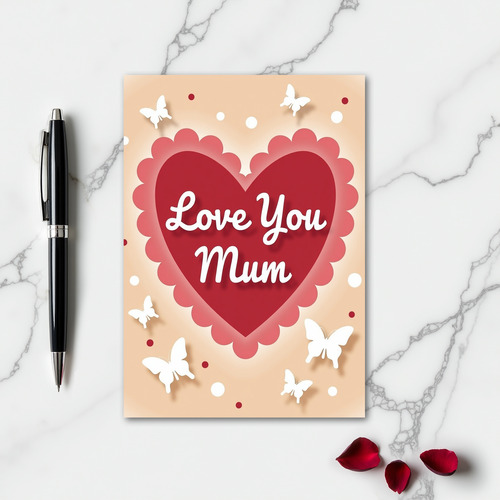 Love You Mum Heart Art Card