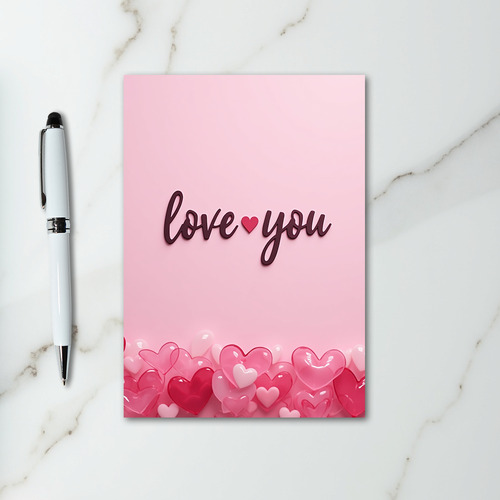 Love You Pink Hearts Card
