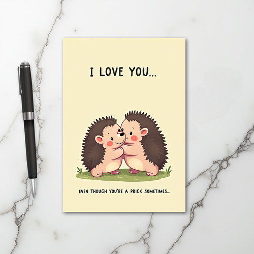 Love You Prick Hedgehog Funny Card