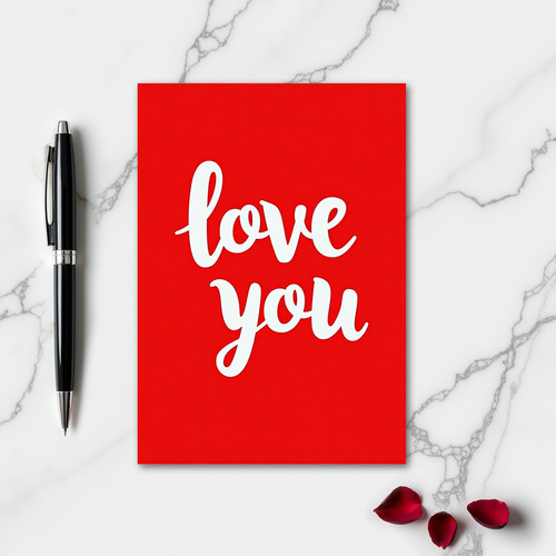 Love You Red Glitter Texture Card