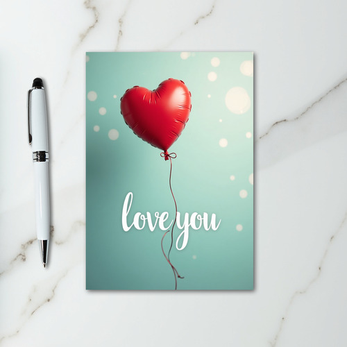 Love You Red Heart Dots Card