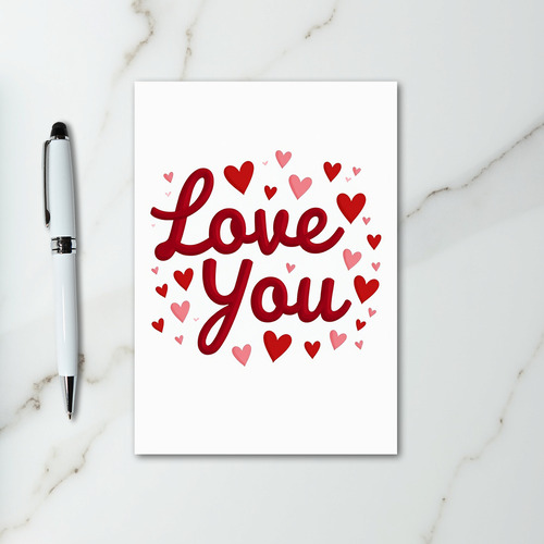 Love You Red Hearts Card