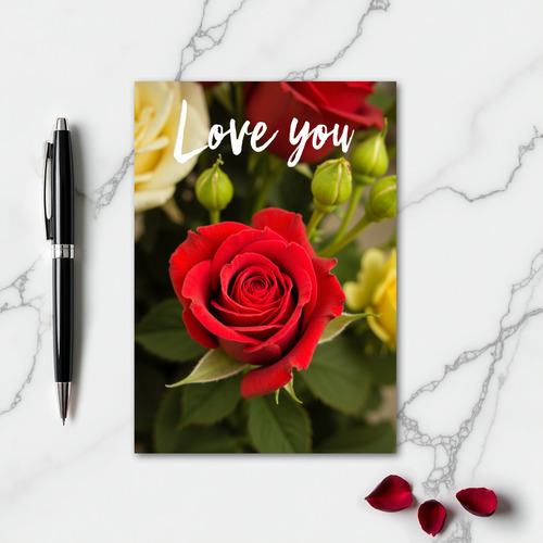 Love You Red Rose Card