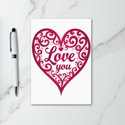 Love You Scroll Heart Card