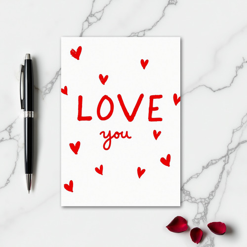 Love You Simple Hearts Card