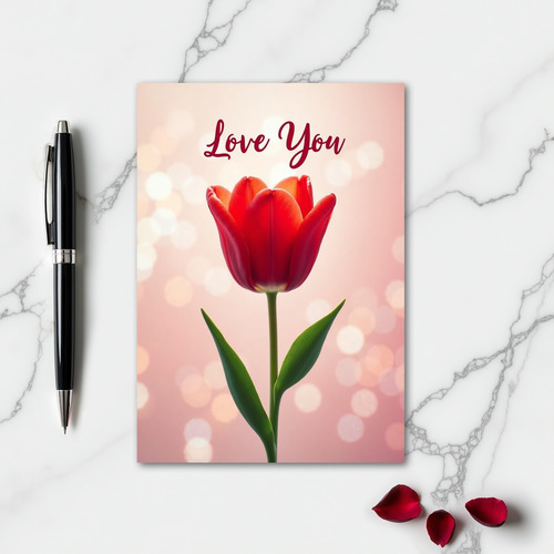 Love You Tulip Red Romance Card