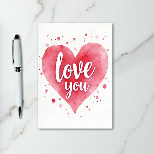 Love You Watercolor Heart Card
