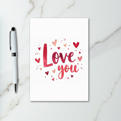 Love You Watercolor Hearts Card