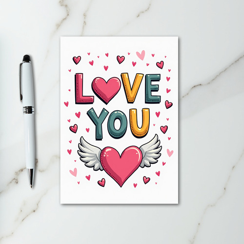 Love You Winged Heart Card
