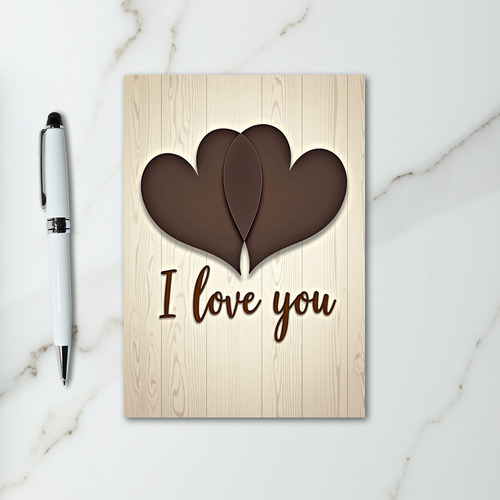 Love You Wood Planks Hearts Card