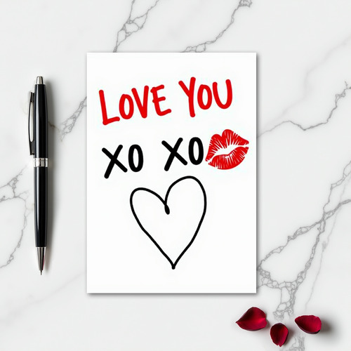Love You Xo Xo Heart Felt Card