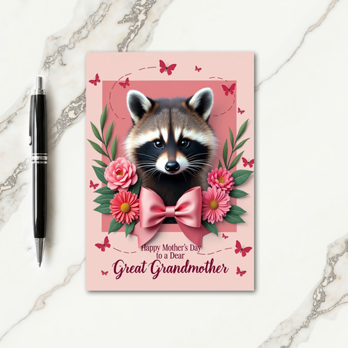 Lovely Animal Mothers Day Bow Card