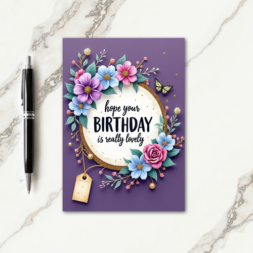 Lovely Birthday Floral Wreath Card