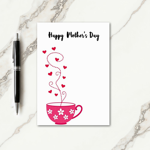 Lovely Mom Glitter Teacup Card