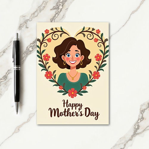 Lovely Mom Portrait Illustration Card