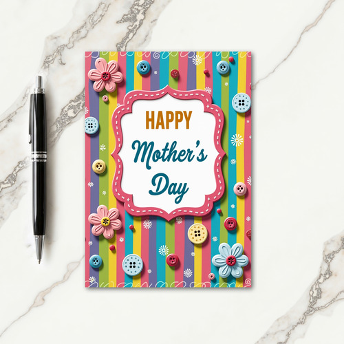 Lovely Mothers Day Striped Frame Card