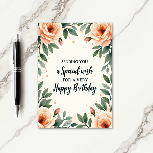 Lovely Peach Coral Birthday Card