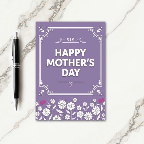 Lovely Purple Mothers Day Sis Card