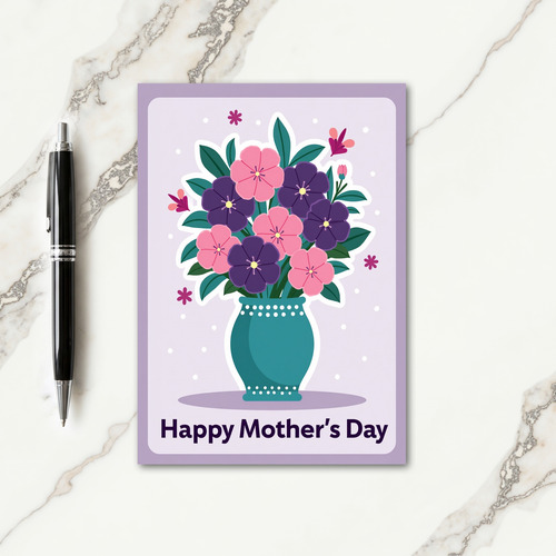 Lovely Teal Vase Flower Card