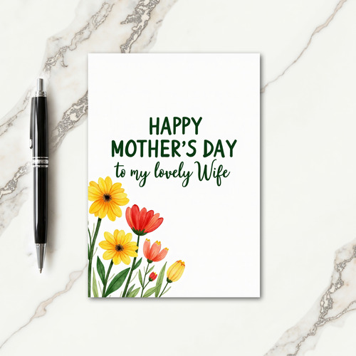 Lovely Wife Floral Tribute Card