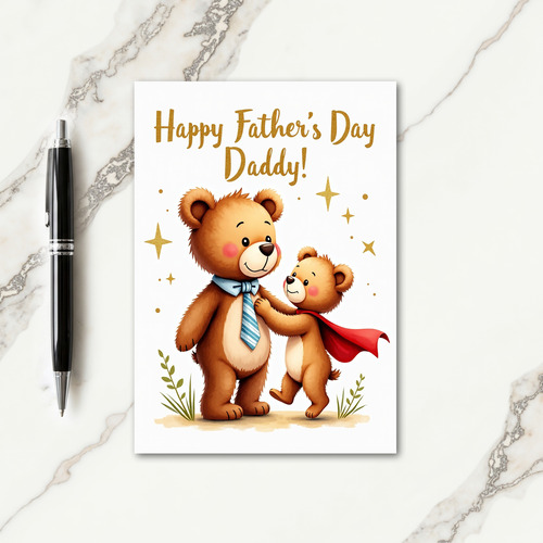Loving Bear Fathers Day Tie Card