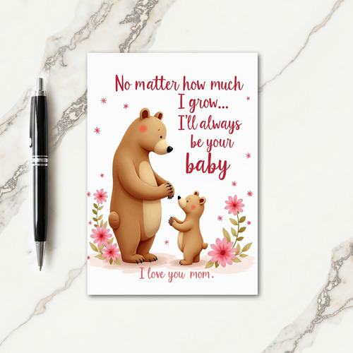 Loving Bear Mother Floral Day Card