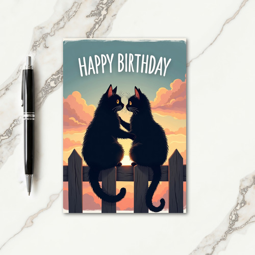 Loving Birthday Cat Silhouette Card