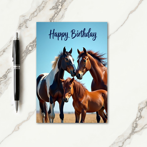 Loving Birthday Horse Family Card
