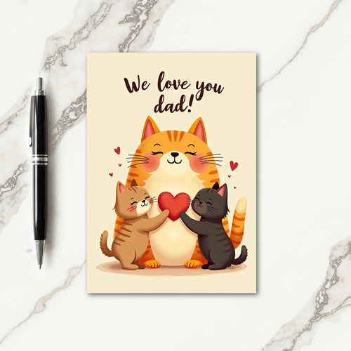 Loving Family Cats Fathers Day Card