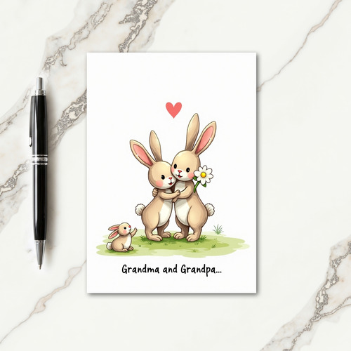 Loving Family Rabbits Art Card