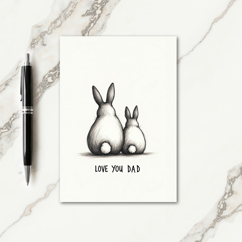 Loving Graphite Bunny Fathers Day Card
