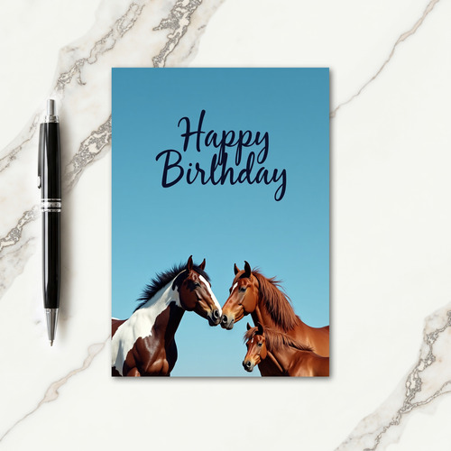 Loving Horse Family Birthday Card