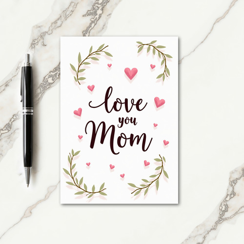 Loving Mom Maroon Script Card