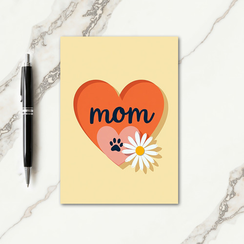 Loving Mom Paw Print Heart Card