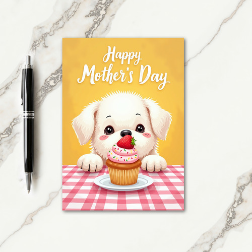Loving Puppy Cupcake Mother Card