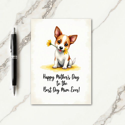 Loving Puppy Floral Mothers Day Card