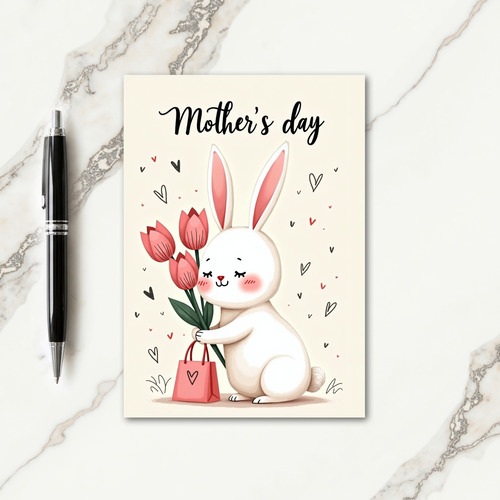 Loving Rabbit Bouquet Card