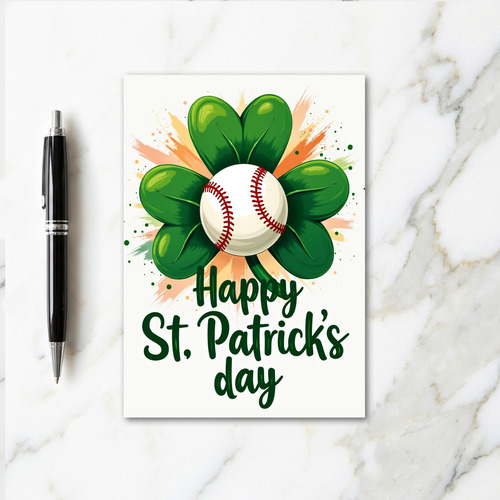 Luck And Baseball St Patricks Card