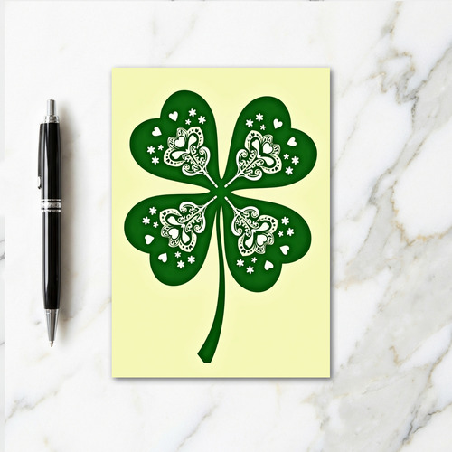 Luck Clover Heart Pattern Card